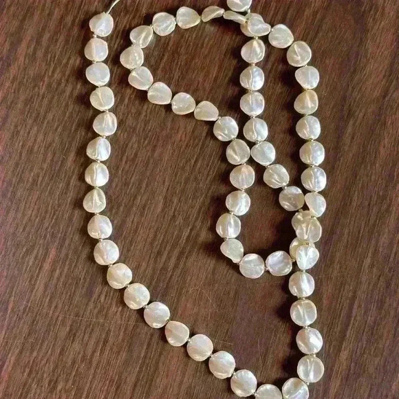 Pearlized Beaded String Necklace. 34” Total Length - Picture 4 of 5